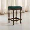 Okak Set of 2 Rustic Solid Wood Counter Height Bar Stools for Dining Rooms,Faux Leather Upholstered Counter Bar Stools Without Back - 3 of 4