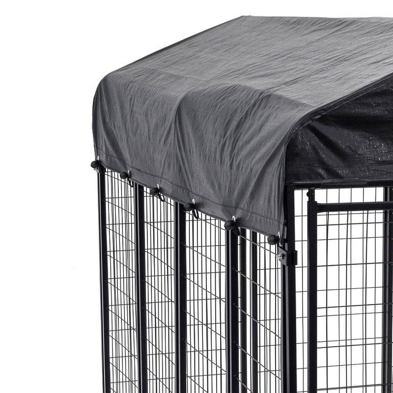 Lucky Dog 8ft x 4ft x 6ft Large Outdoor Dog Kennel Playpen Crate with Heavy Duty Welded Wire Frame and Waterproof Canopy Cover, Black (4 Pack), 3 of 7