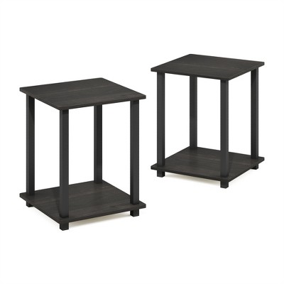 Furinno Simplistic End Table, Set of Two, Espresso/Black