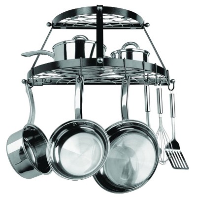 Range Kleen Hanging Oval Pot Pan Kitchen Ceiling Rack Organizer, Stainless Steel