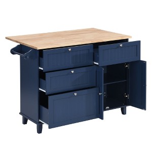 NicBex Kitchen Island with Seating Drop Leaf Kitchen Island with 4 Drawers, Storage Cabinet, and 2 Seatings - 1 of 4