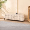NicBex 49.21" Upholstered Velvet Ottoman with Storage, Soft Footstool Ottoman End of Bed with Metal Legs, Foot Rest for Living Room - 3 of 4