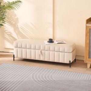 Grungis Velvet Storage Benches with Metal Legs,Modern Upholstered Storage Ottoman,Storage Ottoman Benches for Living Room,Bedroom - 1 of 4