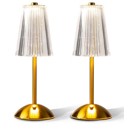 Bell + Howell Auburn Table Lamp 2 Pack Small Cordless Touch LED Rechargeable, Gold Base