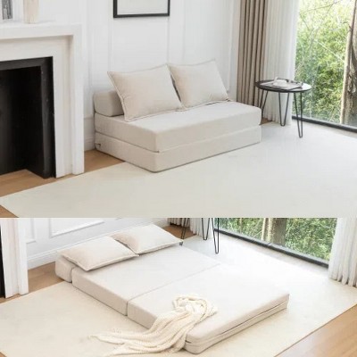 LIVAREEmlen Foldable Sofa Bed with Pillow, Floor Couch with Backrest for Living Room/Dorm/Guest Room/Home Office, Twin