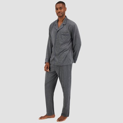 Hanes Men's Striped Crew T-Shirt and Knit Pant Sleep Set Grey Medium NEW 