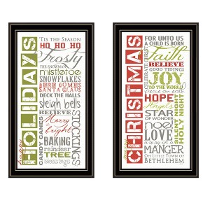 2- Piece Vignette Happy Holidays Black Framed Wall Art for Living Room, Bedroom Wall Art Print for Home Decor by Marla Rae - 1 of 4