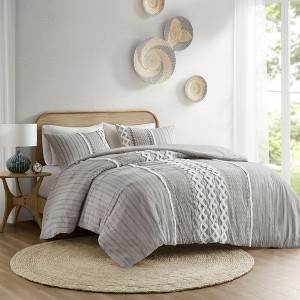 Sapphtopaz 3 Pcs Tufted Cotton Chenille Comforter Set Casual Bedding Set Quilt Set 1 Cover, 2 Pillow Shams, Machine Washable - 1 of 4
