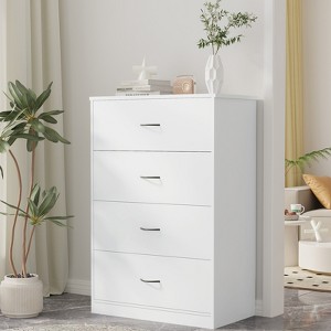 SUGIFT 4 Drawer Dresser, Modern Wood Chest of Drawers for Bedroom, White - 1 of 4