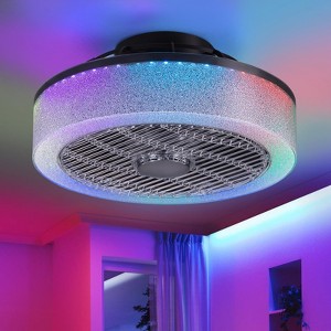 Ludomide RGB Low Profile Ceiling Fans, 15.7" Modern Bladeless Ceiling Fans Flush Mount Ceiling Fans for Bedroom Kids Room Party - 1 of 4