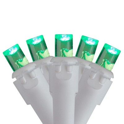 Northlight 100 Count Green LED Wide Angle Icicle Christmas Lights, 5.5ft White Wire