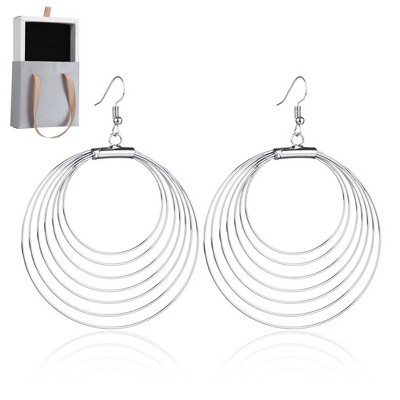 Multilayer Hoop Earrings for Women Exaggerated Style Women's Silver Jewelry Alloy-crafted Large Earrings Packed Silver 1