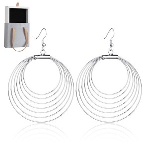 Multilayer Hoop Earrings for Women Exaggerated Style Women's Silver Jewelry Alloy-crafted Large Earrings Packed - 1 of 4