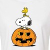 Women's - Peanuts - Snoopy Woodstock Pumpkin Cropped Graphic T-Shirt - 2 of 4