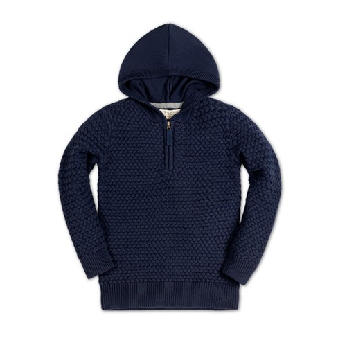 Hope & Henry Boys' Zip-up Textured Sweater (light Blue Heather