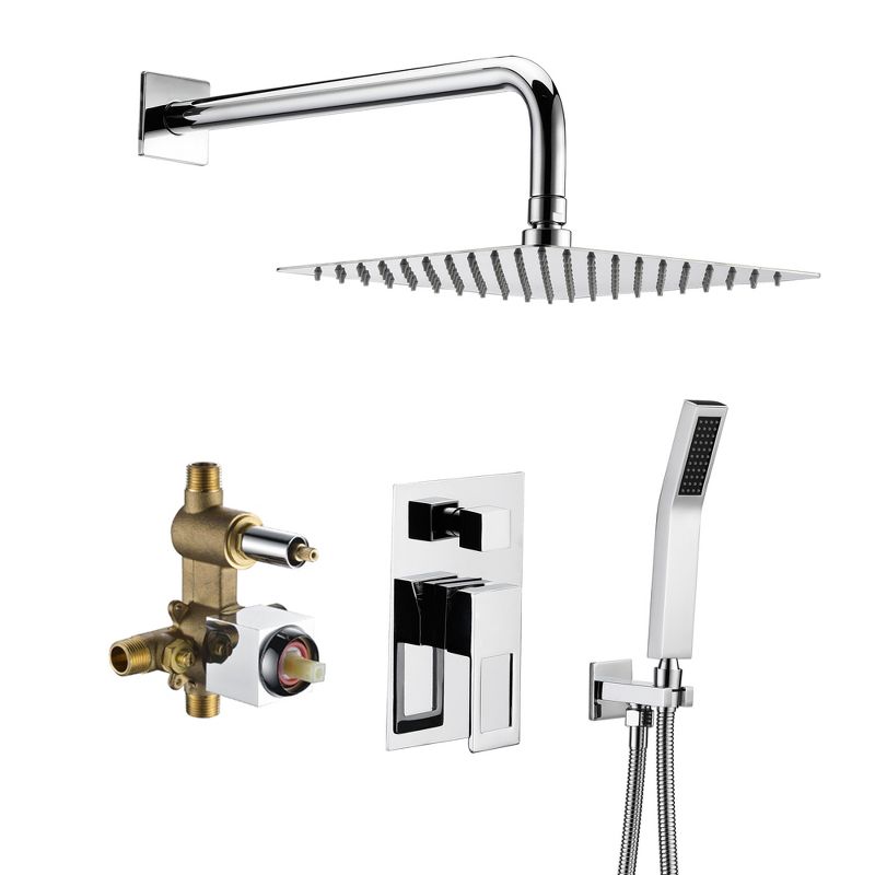 Sumerain Shower System Rain Shower, Shower Trim  Kit with Brass Pressure Balance Valve, Chrome, 1 of 17