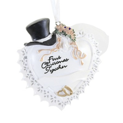 Holiday Ornament 3.25" Top Hat & Veil First Christmas Together  -  Tree Ornaments