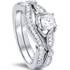 Pompeii3 3/4ct Diamond Engagement Wedding Ring Set 14K White Gold - 2 of 4