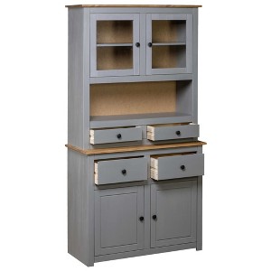 vidaXL Highboard Grey Solid pine wood Large Highboard Rectangular - 1 of 4