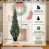 Outdoor Artificial Cedar Topiaries (Set of 2) - Faux Potted Cypress Pine Trees for Porch, Home & Office Decor - 4 of 4
