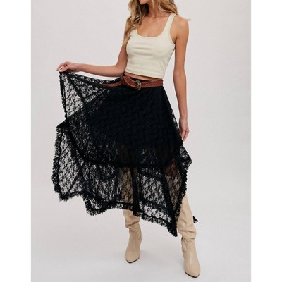Women's Lace Tier Midi Skirt - BluIvy L