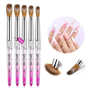 Saviland 5-Piece Kolinsky Acrylic Nail Brush Set for Acrylic Nails - Sizes 4-16 (Select Sizes) with Butterfly Pink Handles - 1 of 4