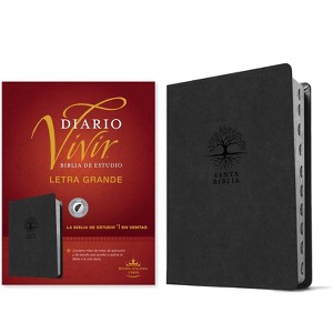 Biblia de Estudio del Diario Vivir Rvr60, Letra Grande (Sentipiel, Carbón, Índice, Letra Roja) - Large Print (Leather Bound) - 1 of 1