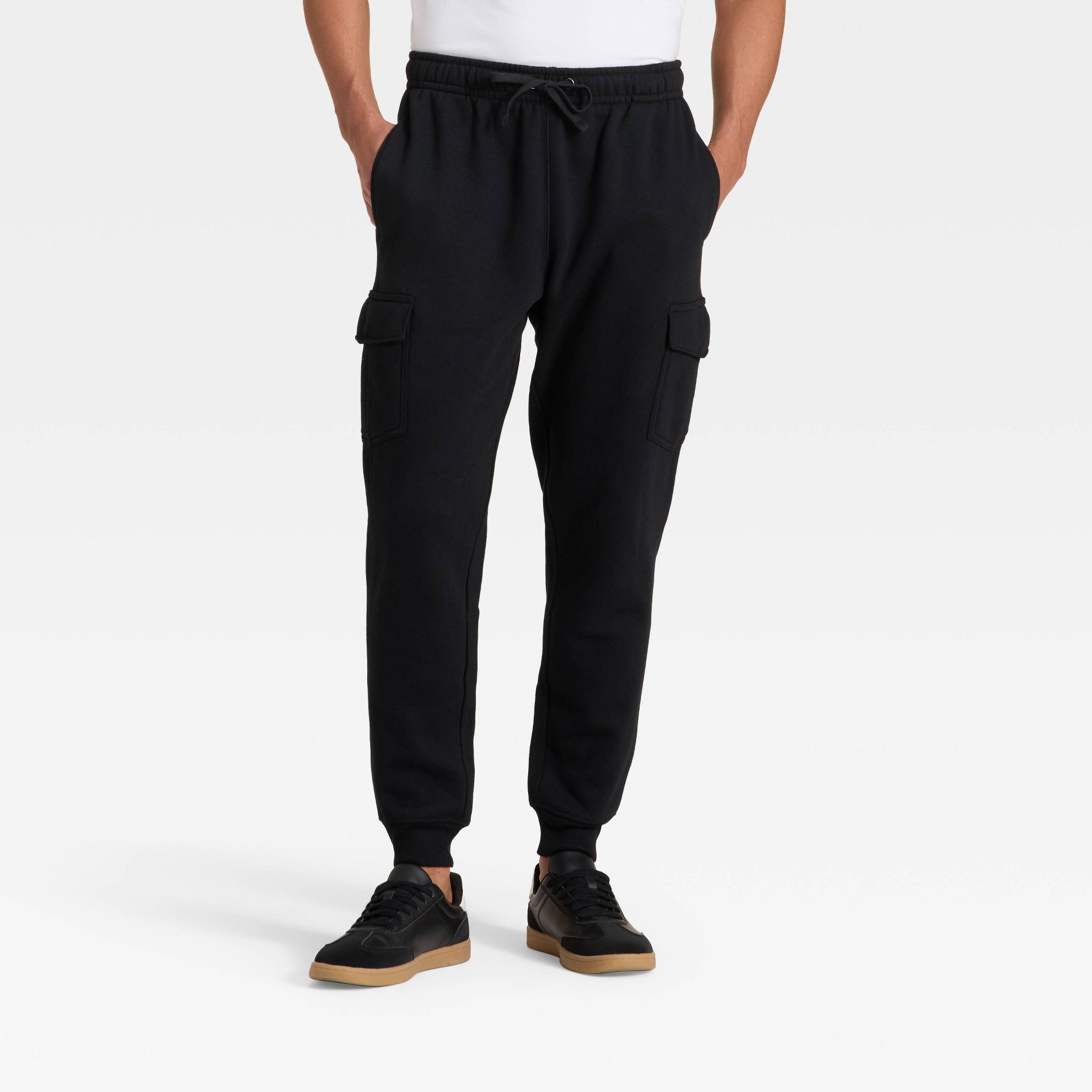Men's Cargo Fleece Jogger Pants - Goodfellow & Co™ Black M