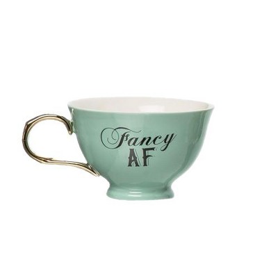 Totalee Gift 5.12" Multicolor Fancy AF Oversized Teacup Ceramic Green 8.45 oz