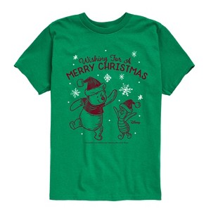 Boys' - Winnie the Pooh - Pooh & Piglet Wishing for a Merry Christmas Short Sleeve Graphic T-Shirt - 1 of 4