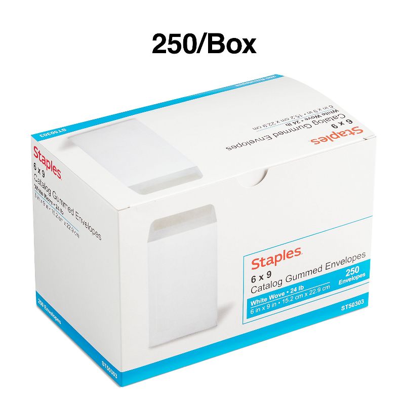 MyOfficeInnovations Gummed Flap Seal Economy White Wove Catalog Envelopes 6" x 9" 250/BX 247668, 4 of 6
