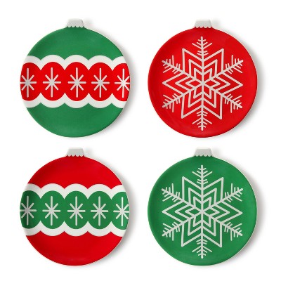 Mr. Christmas Nostalgic Ceramic Christmas Ornament Plate Set - 8" - Set of 4