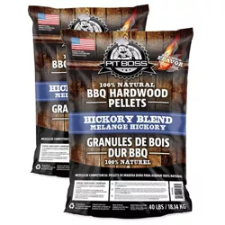 Pit Boss 55436 All Natural 40 Pound Package BBQ Wood Pellets for Pellet Grill, Smoking, Grilling Meat, and Roasting, Hickory (2 Pack)