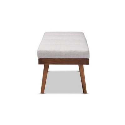 Larisa Beige and Walnut Brown Upholstered Wood Bench