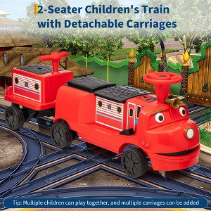 Ride on Train Trackless,Train Include 1 Locomotive and 1 Carriage for Kids - 1 of 4