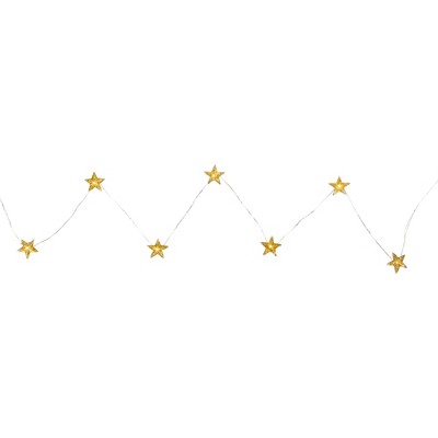 Northlight 10-Count Warm White LED Mini Gold Star Christmas Fairy Lights, 5.25ft Copper Wire