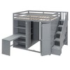 TIRAMISUBEST Full Size Loft Bed with Wardrobe, Buli-in Desk and Storage Shelves, Wood Loft Bedframe with Storage Staircase - 3 of 4