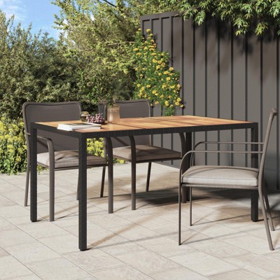 vidaXL Garden Dining Table Black 59.1x35.4x29.5 in Poly Rattan