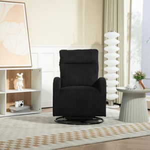 Modern Corduroy Swivel Glider Rocking Chair Upholstered Swivel Accent Armchair With Side Pocket Rocking Chair For Nursery-Cuddlewood - 1 of 4