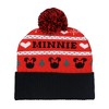 Disney Minnie Mouse Beanie Fair Isle Knit Design Cuffed Winter Hat with Pom Multicolored - 2 of 4