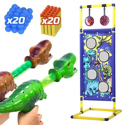 Skirfy 2 in 1 Shooting Game Toy for Kids, 2pk Foam Ball Popper Air Toy Guns with Standing Shooting Target.