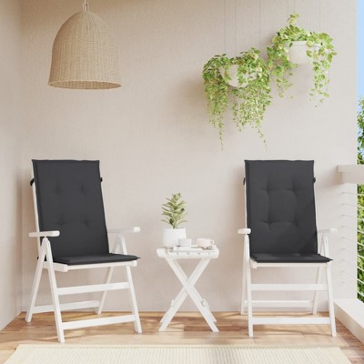 vidaXL Garden Highback Chair Cushions 2 pcs Black 47.2 in.x19.7 in.x1.2 in. Fabric