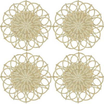 Twisted Rattan White Round Placemats, Set of 4