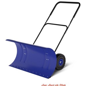 29/36-Inch Wide Snow Shovel w/ Wheels, Heavy Duty Metal Snow Pusher Shovel w/5-Position Angled Blade & Adjustable Handle - 1 of 4