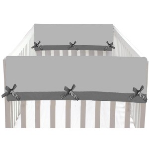 Bacati - Little Dino Boys Grey Solid Crib Rail Guard Cover set of 2 Small Side - 1 of 4
