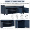 Storage Bench With 3 Shutter-shaped Doors Shoe Bench With Removable Cushion Hidden Storage Space - 4 of 4