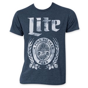 Adult Miller Lite Distressed Logo Navy Blue T-Shirt - 1 of 3