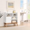 Colorblocking Storage Cabinet with Solid Wood Base & feet, Floor Cabinet for Bedroom Living Room - 2 of 4