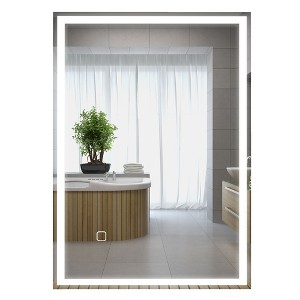 FONTOI Dimmable Bathroom Vanity Mirror Touch Control Adjustable Lighting Wall Mounted Modern Functional Design, Silver, 31.5"*23.5"*1.5" - 1 of 4