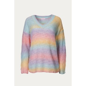 Women's V-NECK RAINBOW SWEATER - ESLEY COLLECTION - 1 of 3